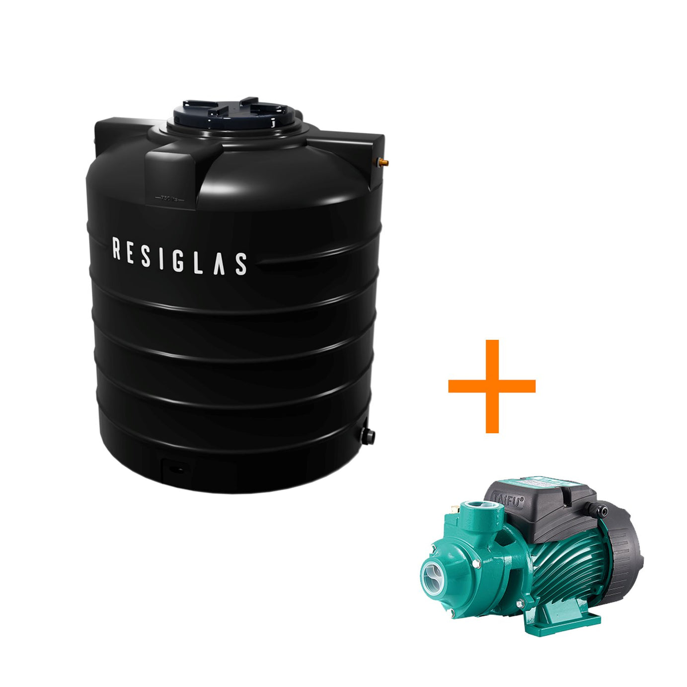 Resiglas Water Tank & Pump Water Storage Tank Resiglas 500Lts Tank + 0.5HP Pump Black