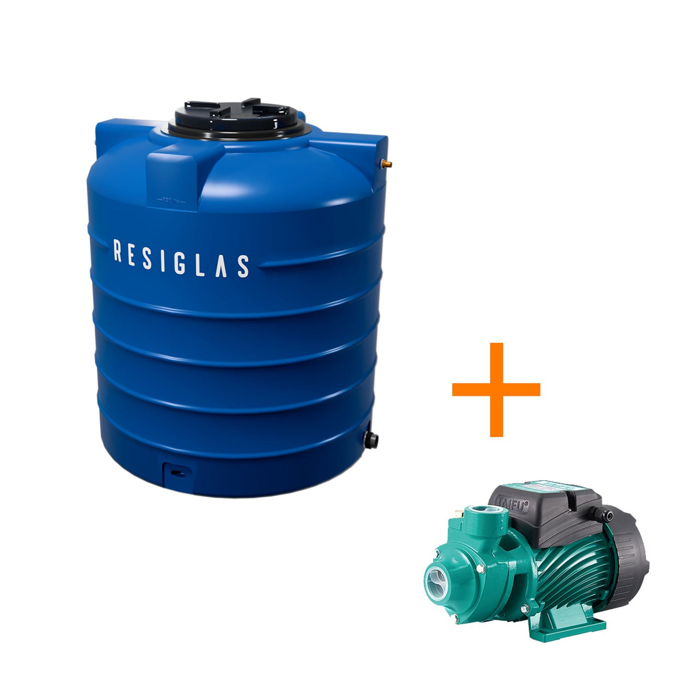Resiglas Water Tank & Pump Water Storage Tank Resiglas 500Lts Tank + 0.5HP Pump Blue