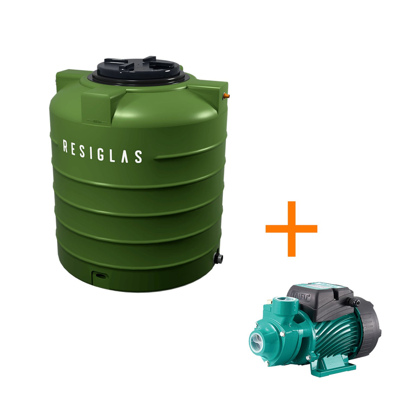 Resiglas Water Tank & Pump Water Storage Tank Resiglas 500Lts Tank + 0.5HP Pump Green